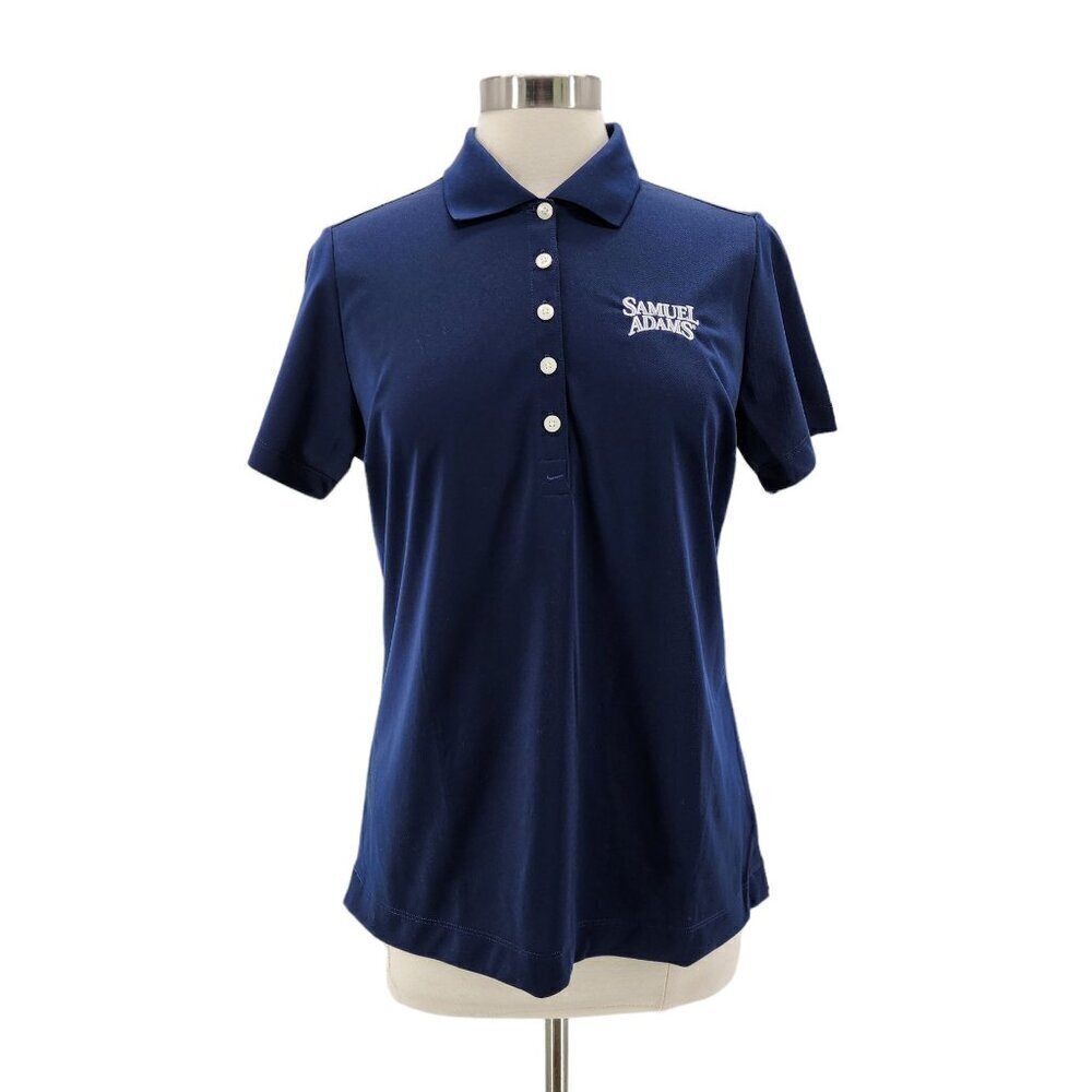 NWT Nike Golf Dri-Fit Samuel Adams Navy Blue Polo Shirt Womens Large